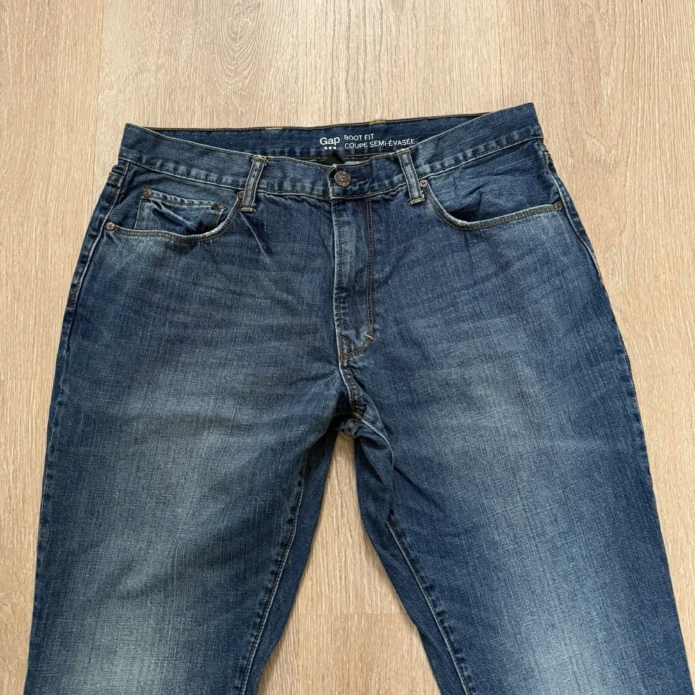 Gap Jeans Boot Fit Mens‎ Size 36x30 Blue Relaxed Y2K 90s Grunge Distressed